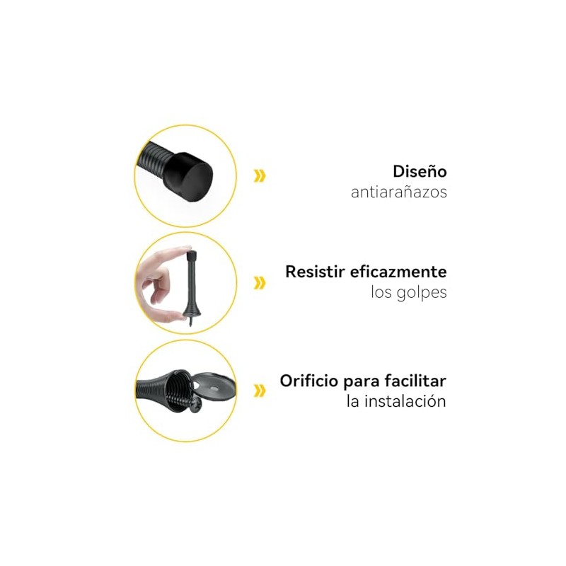 Topa Puerta de Primavera con Parachoques de Goma,Flexible,Resistente,Topa Puerta de