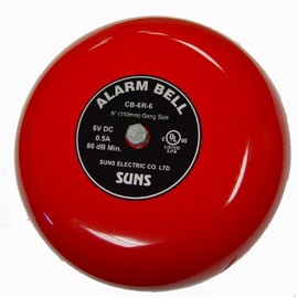 1- SUNS International CB-6R-6 Red Alarm Bell 6in 6VDC