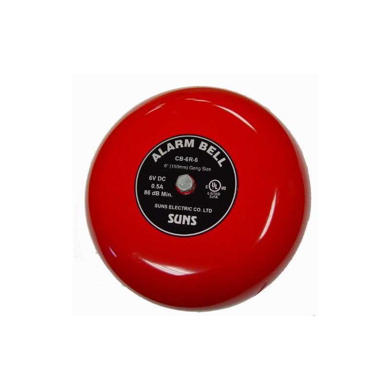 1- SUNS International CB-6R-6 Red Alarm Bell 6in 6VDC