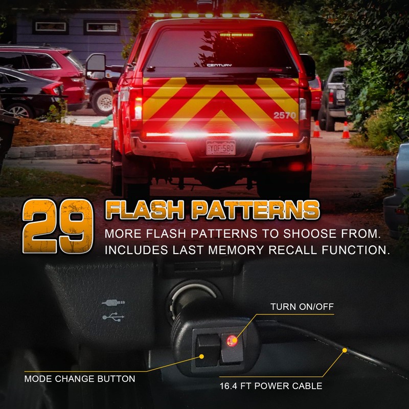 XRIDONSEN 60 inch Truck Tailgate Emergency Lights Strip 360 LED