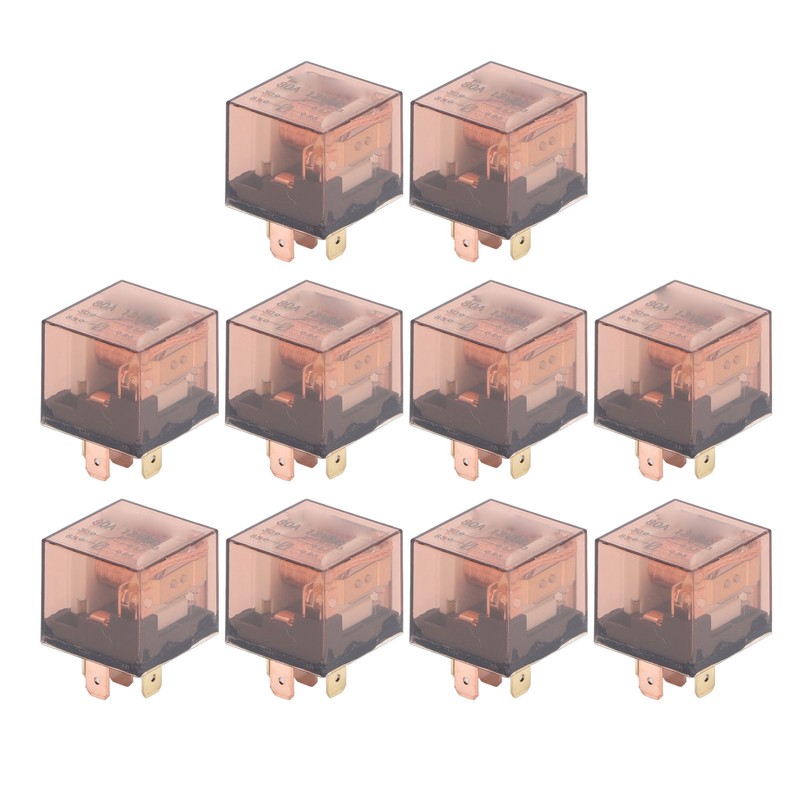 10 Pcs Waterproof Automotive Relay 80A 5 Pin SPDT Universal