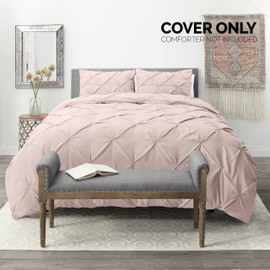 Nestl California King Duvet Cover Sets Blush - Pintuck Duvet Cover California King, 3 Piece Duvet Cover with Button Closure, 1 Pinch Pleated Cal King Duvet Cover 104x98 inches and 2 Pillow Shams