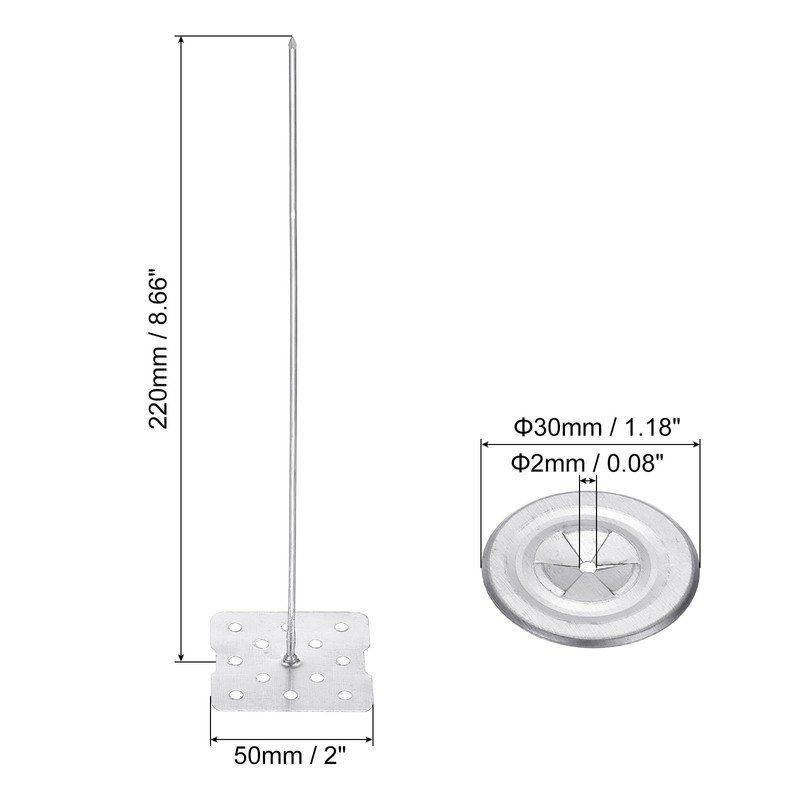 PATIKIL 220mm Perforierte Isolierstifte mit Rund-Unterlegscheibe, 50 Sets 2-Zoll-Isolierstifte Wandstecker