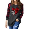 MHTOR Valentines Shirts Women Buffalo Plaid Love Heart Graphic Tees