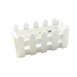 Wooden Picket Fence Flower Plant Pot Window Box DIY Plant Basket Container Artificial Flower Pot Fence for Home Garden Wedding Party Office Decor White