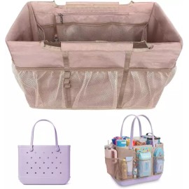 Vogue Bag XL 대형 보그백 액세서리와 호환되는 비치백 정리함 9개의 외부 저장 메쉬 포켓 및 퀵 액세스 라이너 8개의 [Original - Large] [BLACK WHITE COW] XL Large Beach Bag Organizer Compatible with Vogue Bag Accessories - 9 External Storage Mesh Pockets and Quick Access Liner with 8 [Original - Lar