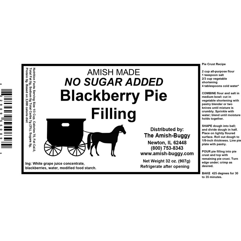 Amish Pie Filling - TWO 32 Oz Jars (Blackberry NSA)