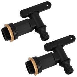 Set of 2 Outlet Tap for Rain Butt, Tap for Rainwater Barrel Outlet Tap with Sealing Nut, Plastic Replacement Tap with Seal Lock Nut for Garden Industrial Household
