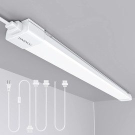 WNSNOU LED Shop Light With Plug, 4FT Waterproof Linkable Tube, 36W Cabinet Lighting 5000K Wired Electric Ceiling With ON/Off Switch, 4000LM Closet Light for Workshop, Room