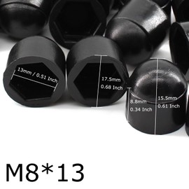 Lamvbls 26 PCS M8 (13mm) Hex Head Bolt Covers, Black Hexagonal Dome Plastic Bolt Caps, Acorn Hex Cap Nuts for Hexagonal Screws