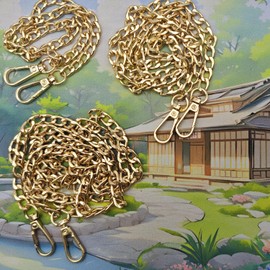 Hongbaite 3 Pack Light-Gold (45cm+95cm+125cm) Bag Chains for Womens Handbags, DIY Crossbody Bags Chain Extender Strap with Clasp Buckles