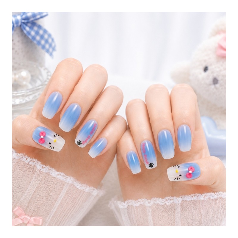 Lovely Cat Handmade Nail Tips - Lipstick / 러블리 캣