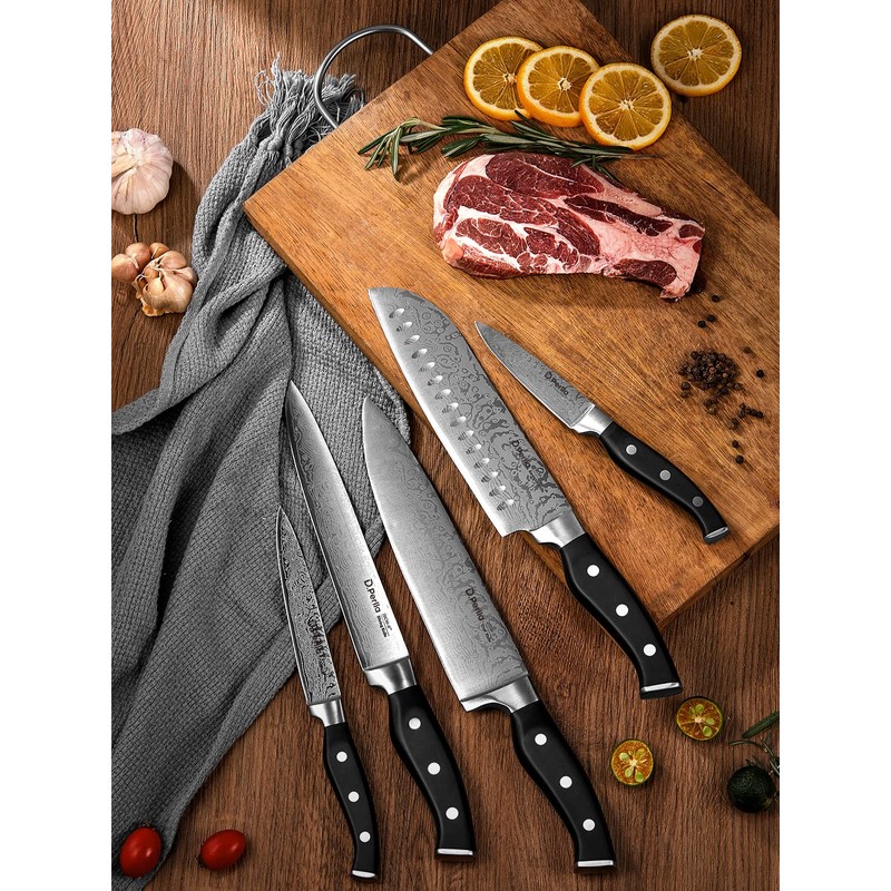 Knife Set, D.Perlla 14 Pieces Kitchen Knife Set with Built-in