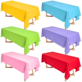 Peryiter 6 Pcs Assorted Color Fabric Rectangle Tablecloth 60 x 83 Inch Stain and Wrinkle Resistant Polyester Fabric Table Cloth Washable Decorative Cover for Wedding Party Banquet Dining Table