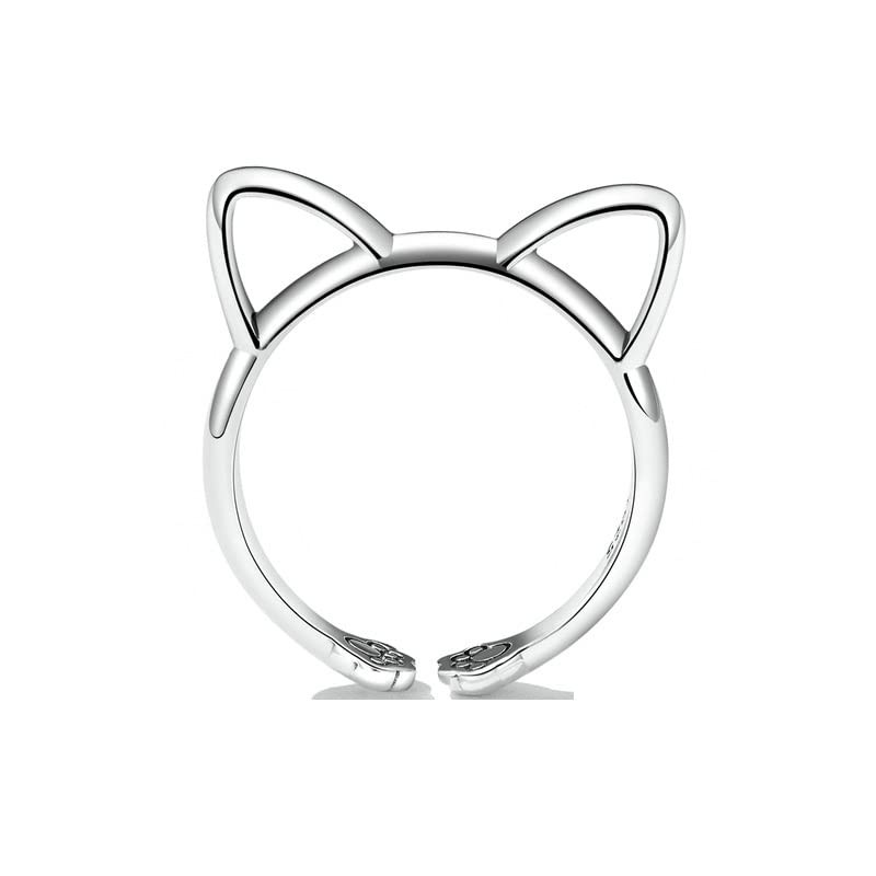 Bellitia Jewelry Cat Ring, Cute, Sterling Silver, 925 Cat, Paw,