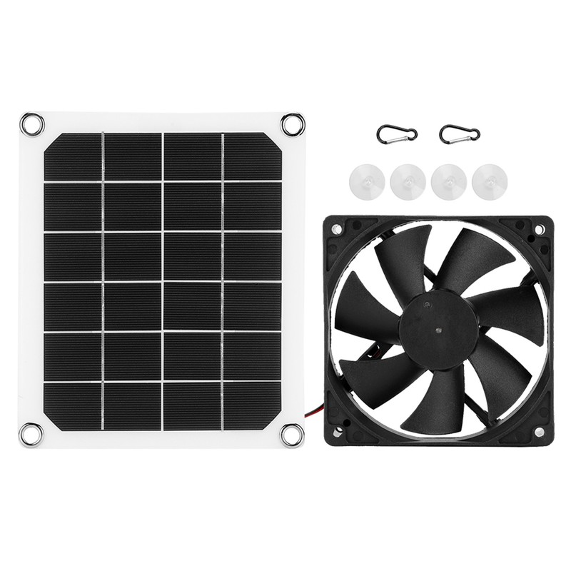 6V 10W Outdoor Solar Power Panel Exhaust Fan USB Charging