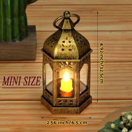 12 Mini linternas con Vela LED Parpadeante, Pilas Incluidas, Linterna Decorativa Colgante para Uso en Interiores, Bodas, Fiestas, centros de Mesa (Dorado)