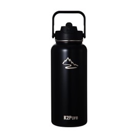 K2 Pure By K2Outdoor 32oz Double Wall Stainless Steel Vacuum Insulated Bottle - Durable Design & Strap for Easy Carrying, Stay Hydrated, Perfect for gym sessions, hikes, work, or casual outings
