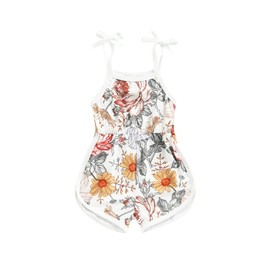 WZTYYDS Toddler Baby Girl Summer Clothes Floral Romper Tie-Up Strap Halter Jumpsuit Infant Summer Sling Playsuit 6M-3T (A-flower romper a, 2-3 Years)