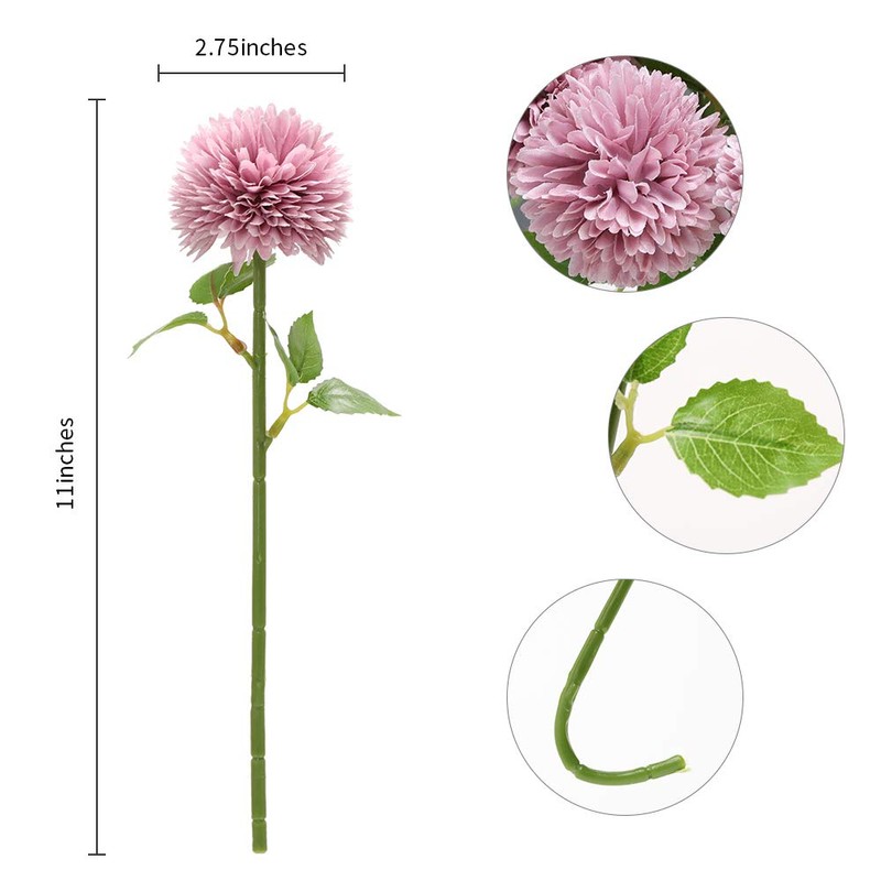 Floweroyal 12pcs Artificial Chrysanthemum Ball Flowers Silk Hydrangea Bridal Wedding