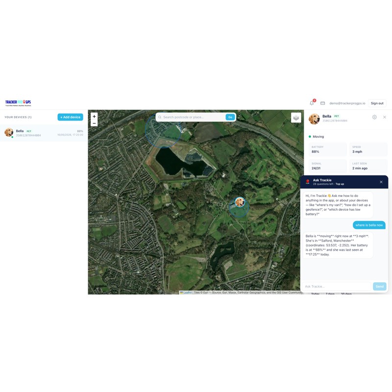 Dog GPS Tracker Real-Time Location, IP68 Waterproof 45g, 365-Day History