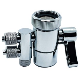 ZIGZAGSTORM Kitchen Sink Faucet Water Filter Dual Diverter Valve for Push on 1/4 inch Tubing Replacement Part Adapter with M22 X M24 Connector, Brass Body, Chrome Plated Made In Taiwan