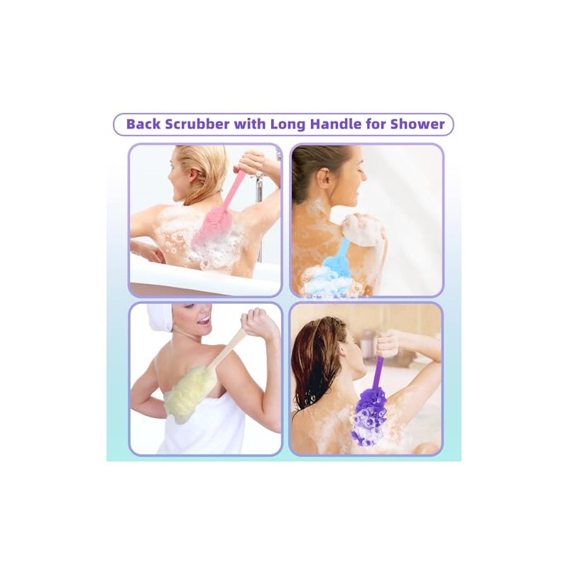 Estropajo Espalda Mango Largo Ducha Esponja Vegetal Palo Hombres Mujeres