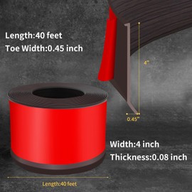 Heonay Flexible Baseboard Molding Trim 4 Inch Self-Adhesive Vinyl Wall Base Peel and Stick Cove Base Rubber Wall Baseboard Moulding Trim (40Ft, Dark Walnut Wood Grain)