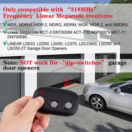 for Linear Megacode Mct-3 DNT00089 318MHz Garage Door Opener LDO33 | LDO50 | LSO50 | LDCO800 | LCO75 3-Button Visor Clip Remote Control