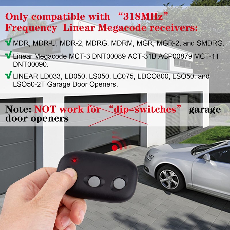 for Linear Megacode Mct-3 DNT00089 318MHz Garage Door Opener LDO33