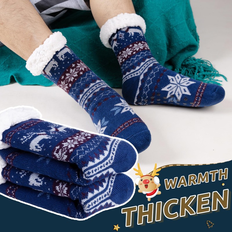 WEVIAS Men's Fleece Lined Cozy Extra Thick Slipper Socks Winter