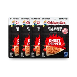 Chicken of the Sea Lightly Seasoned Ghost Pepper Wild Caught Light Tuna, 2.5 Ounce Packets, 4-Count – Scorching Spice Flavored High Protein Tuna in Water – Easy, Nutritious Ready to Eat Meals
