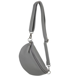 AmbraModa GLX10 Unisex Small Waist Bag Bum Bag Shoulder Bag Made of Genuine Leather, gray, 23/7/12 cm