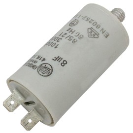 Lumonic Starting Capacitor 416.10.52 A [Including Plug 6.3 x 0.8 mm] | Motor Capacitor 8µF 400V 30 x 70 mm I Capacitor in Insulated Plastic Housing