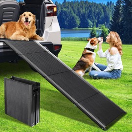 Dog Ramp for Car, 𝟕𝟏" 𝐱 𝟏𝟕" Extra Long Folding Dog Ramps, Pet Ramp for Large Dogs with Non-Slip Rug Surface, Portable Dog Steps Up to 250LBS, Outdoor Dog Ramp for Car, SUV, Truck