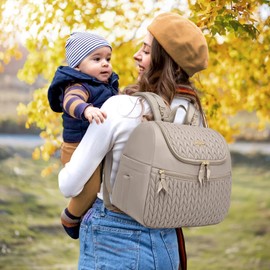 Qualyphant Breast Pump Bag for Spectra S1/S2 & Medela – Insulated Cooler Bag, 14" Laptop Sleeve, Diaper Backpack with Changing Pad – Lightweight, Water-Resistant & Stylish for Work, Travel