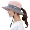 Caysep Women's Sun Hat with Ponytail-Hole Outdoor Mesh Wide-Brim Beach