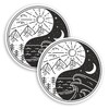 2 x 10cm Mountains Beach Yin Yang Symbol Vinyl Stickers