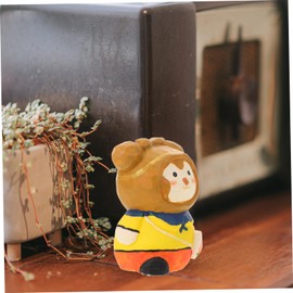 Hohopeti Craft Wooden Carving Monkey Figurine Charming Monkey Decor for Home Office Smooth Solid Wood Material for Friends Family Journey West Inspired Ornament