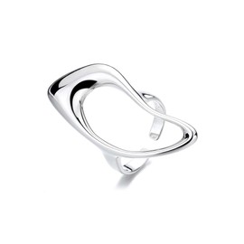 IMINI Hollow Teardrop Statement Ring for Women Girls Fashion Geometric Simple Adjustable Open Wrap Knuckle Finger Rings Comfort Fit Minimalist Unique Chic Jewelry Gift for Holiday Size 6-7 (Silvery)