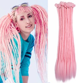 Originea Crochet Dreadlocks Extensions 100% Handmade Synthetic Hair Extensions (Pink, 20 inch)