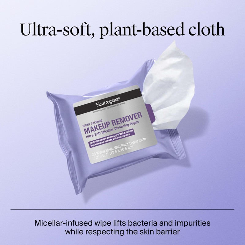 Neutrogena Night Calming Makeup Remover Face Wipes, Nighttime Cleansing Towelettes