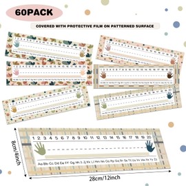 60 Pcs Boho Color Students Name Plates Classroom Flat Name Tag Name Labels for School Classroom Students Desks Teaching Supplies Back to School Decoration, 12 x 4 Inches