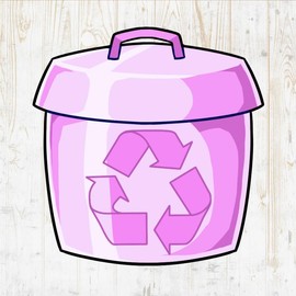 Trash Decals Peel & Stick - Wall Vinyl Stickers - Kawaii Cup Garbage Recycling Waste Compost Bin Cartoon Watercolor Colorful - Car Window Truck Laptop Tumbler - Kitchen Home Room Decor DWSV20666
