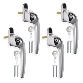 Bwintech 4 Pcs Offset Satin Chrome UPVC Zinc Alloy Window Handle,Right Hand, 43mm Spindle for Indoor and Outdoor UPVC Window