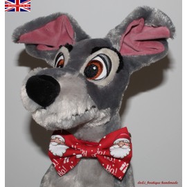 New Dogs Bow Tie Bowtie Christmas SANTA CLAUSE HO HO! RED Elastic Band attach COLLAR ACCESSORY Handmade UK (Santa HO! Small)