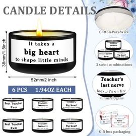 Conelist 6 Pack Christmas Teacher Gifts for Women 1.94 oz Teacher's Last Nerve Scented Candles Teacher Appreciation Gifts with Gift Box Funny Relaxation Gifts for Teacher
