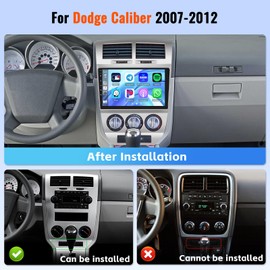 Realdio Android Car Stereo for Dodge Caliber 2007-2012 with 10.1 Inch Touch Screen Wireless CarPlay Android Auto Bluetooth 2GB+64GB EQ 26UI Split Screen AHD Rear Camera
