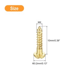 sourcing map Wood Screws M2 x 10mm Slotted Round Head Brass Self-Tapping Screw 30 Pcs