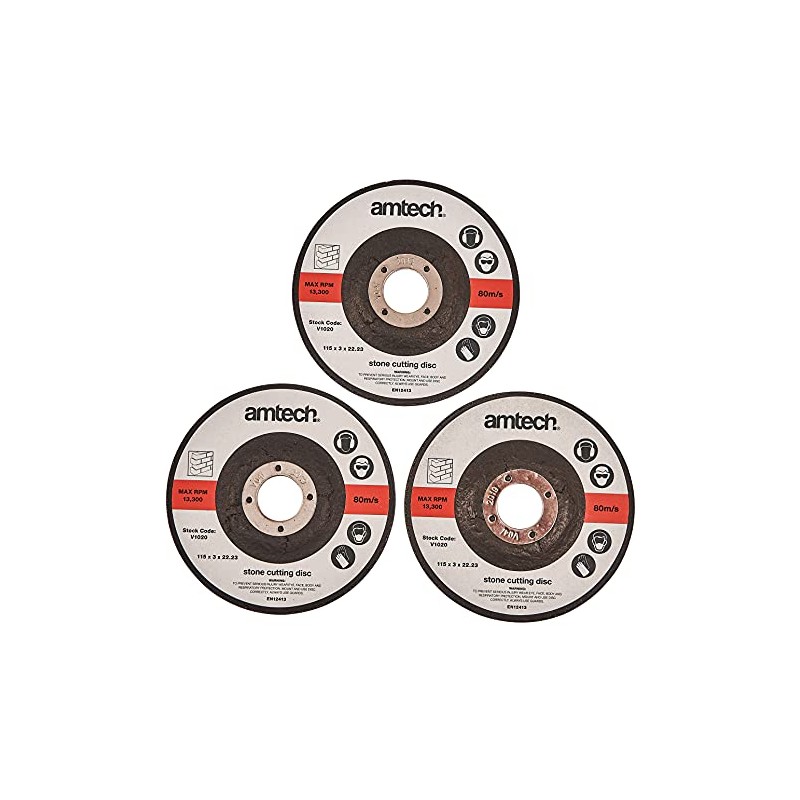 Amtech V1020 3 Piece 115mm stone cutting disc set